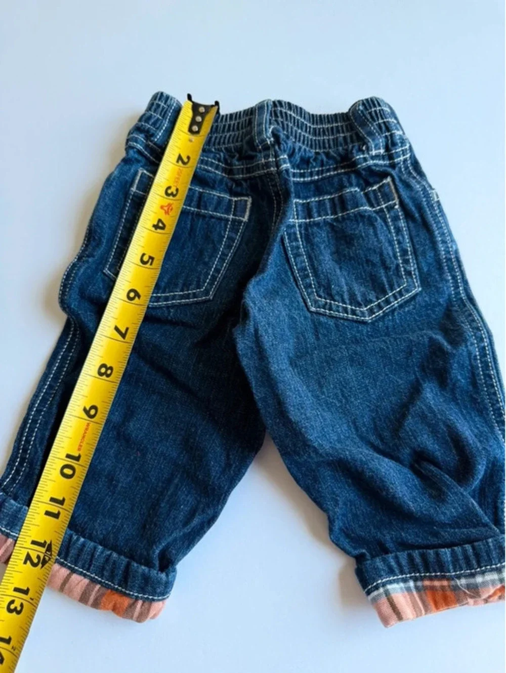 Gymboree Baby Boys Jeans 3-6M Plaid Flannel Cuffs
